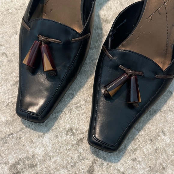 Liz Claiborne Black Leather Tassel Slip-On Mules - Picture 4 of 4